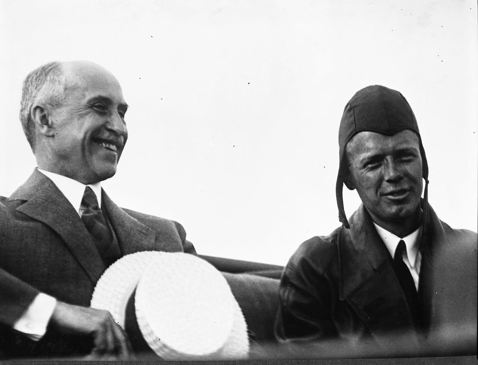 Orville Wright and Charles Lindbergh at Wright Field in June 1927. Photo contributed by Dayton History