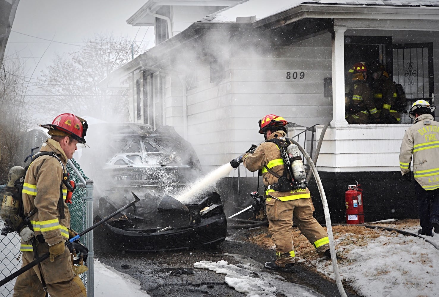 Vehicle fire spreads to two Dayton homes