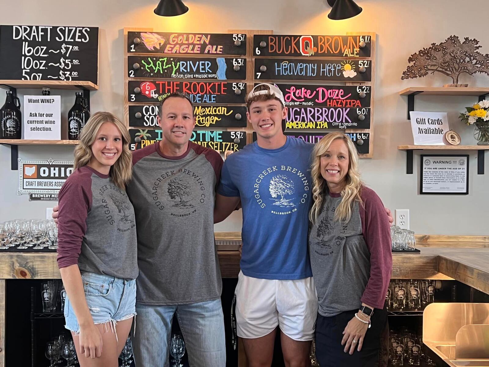 Sugarcreek Brewing Company is located at 26 E. Franklin St. in Bellbrook. Pictured left to right is Bella, Jeff, Jaden and Julie Bean (CONTRIBUTED PHOTO).