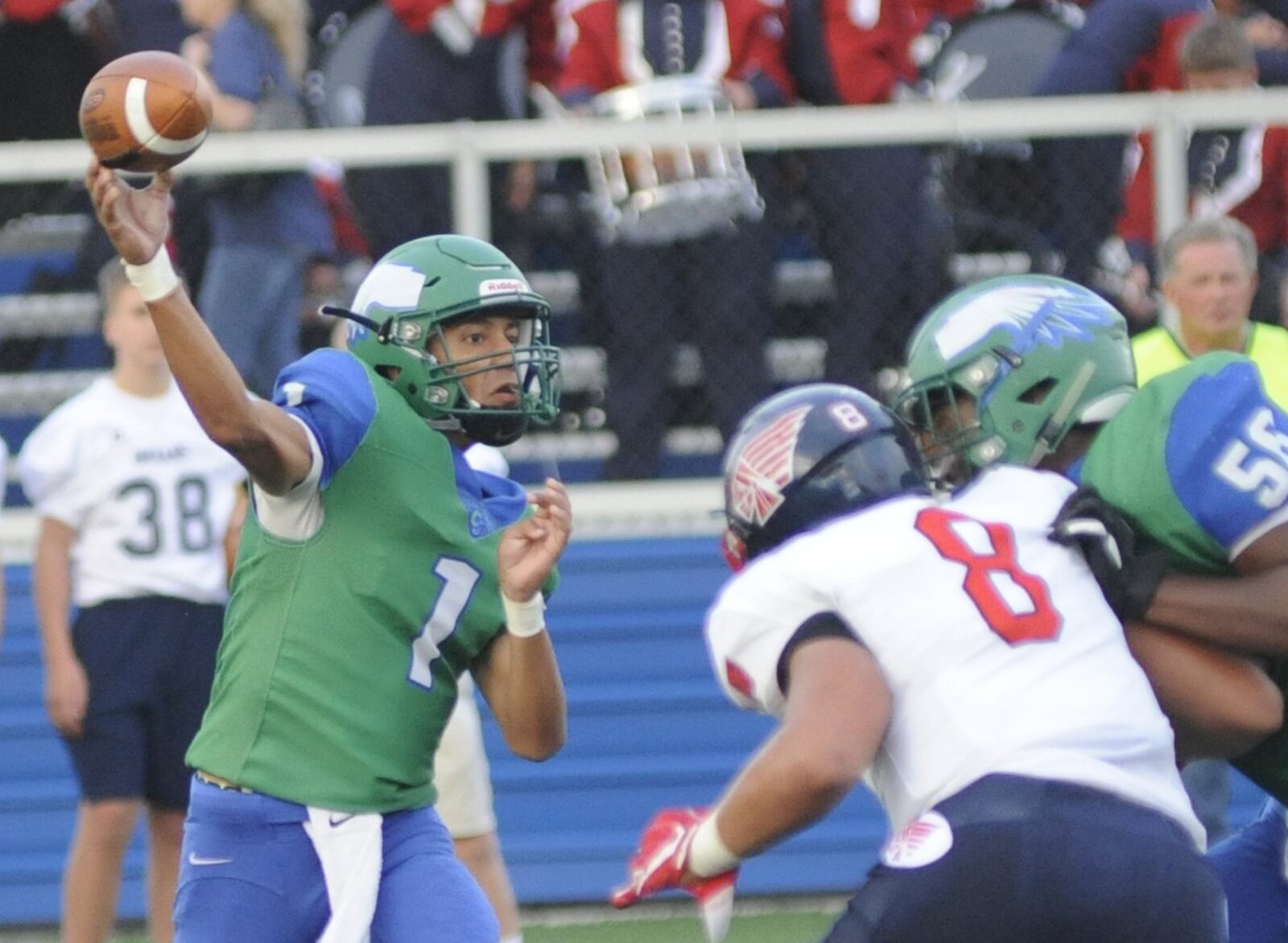 CJ quarterback Ryan Minor accounted for five touchdowns. CJ defeated visiting Piqua 42-22 in a Week 1 high school football game on Friday, Aug. 24, 2018. MARC PENDLETON / STAFF