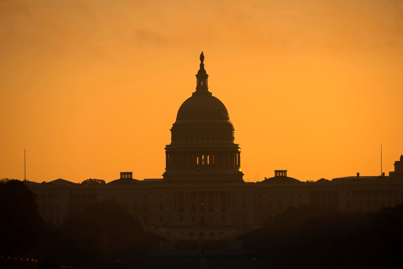 The U.S. Capitol, is seen on sunrise in Washington, Tuesday, Nov. 5, 2024. (AP Photo/Jose Luis Magana)