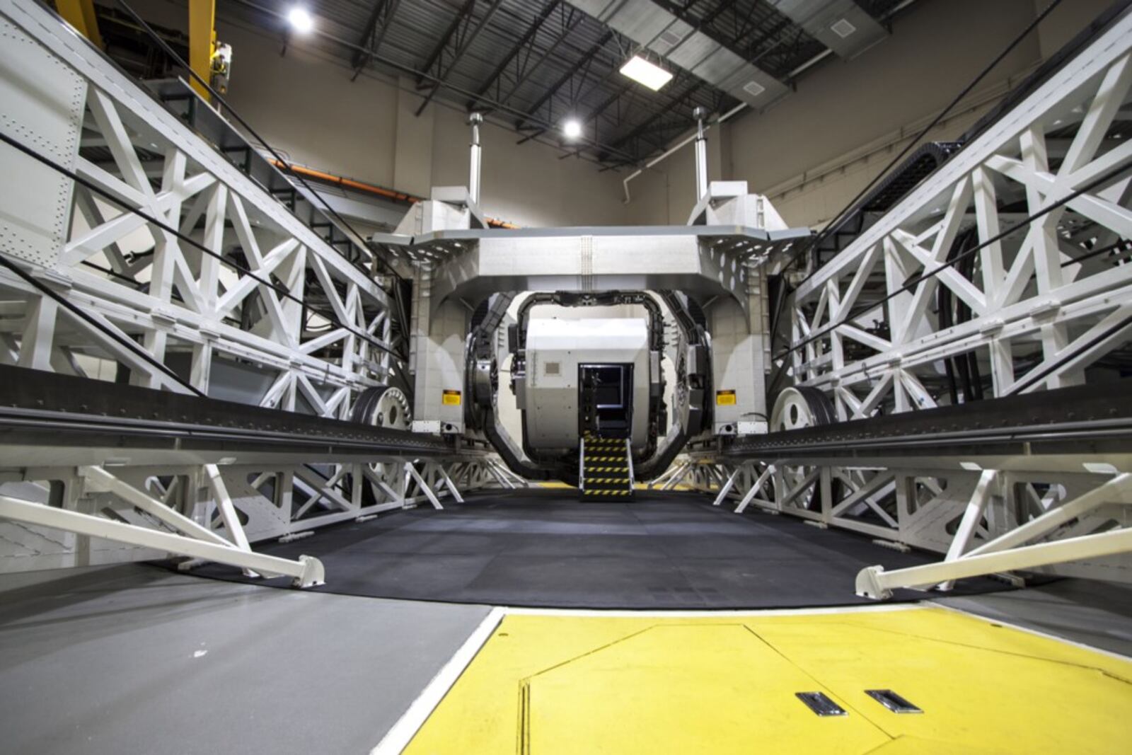 View of the Kraken capsule with the boarding access door opened. The 245,000 pounds of Kraken will be rotating at 123 degrees per second to achieve the 2.5Gx exposure for this study, NASA said. NASA photo