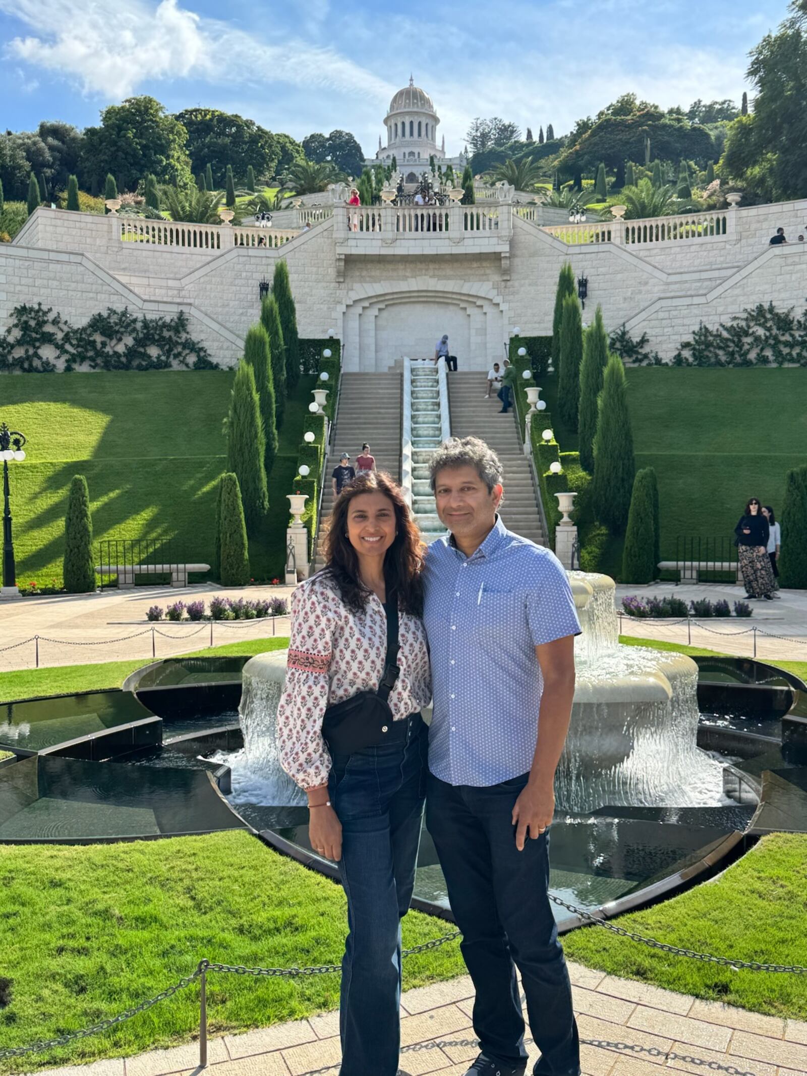 Afshan and Mubin Syed of Springfield traveled to see the Bahai Temple in Haifa, Israel, as part of a trip for a friend's wedding. Contributed