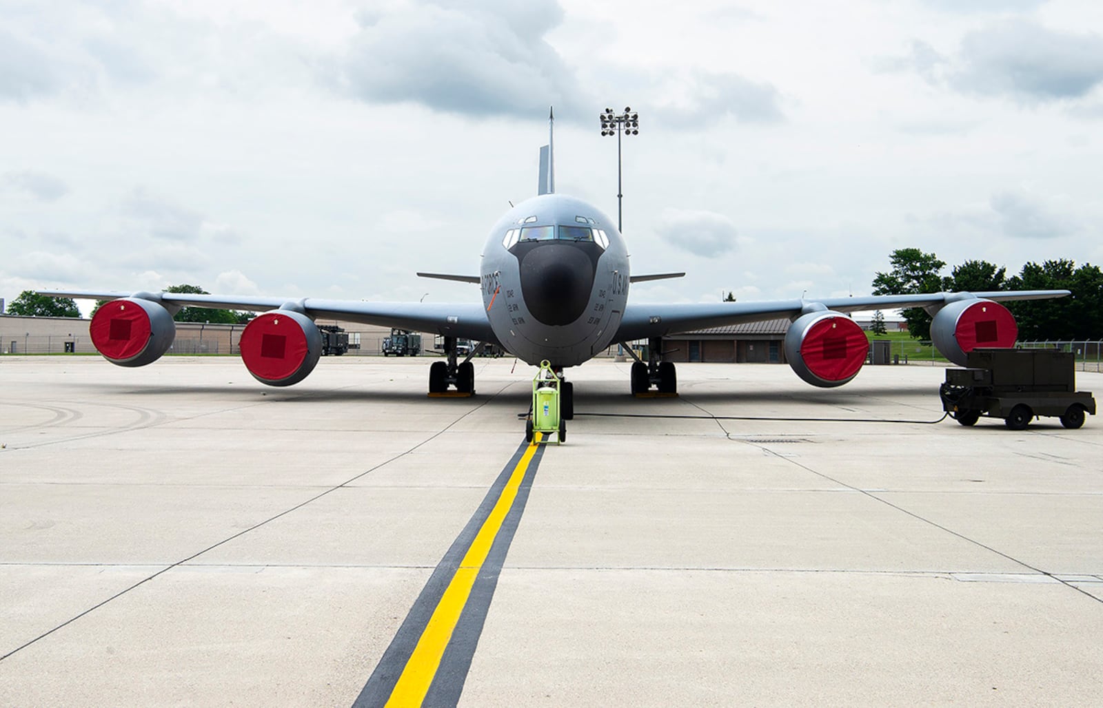 A KC-135 Stratotanker from the 22nd Air Refueling Wing at McConnell Air Force Base, Kansas, sit on the flightline at Wright-Patterson Air Force Base. AIR FORCE PHOTO/R.J. ORIEZ