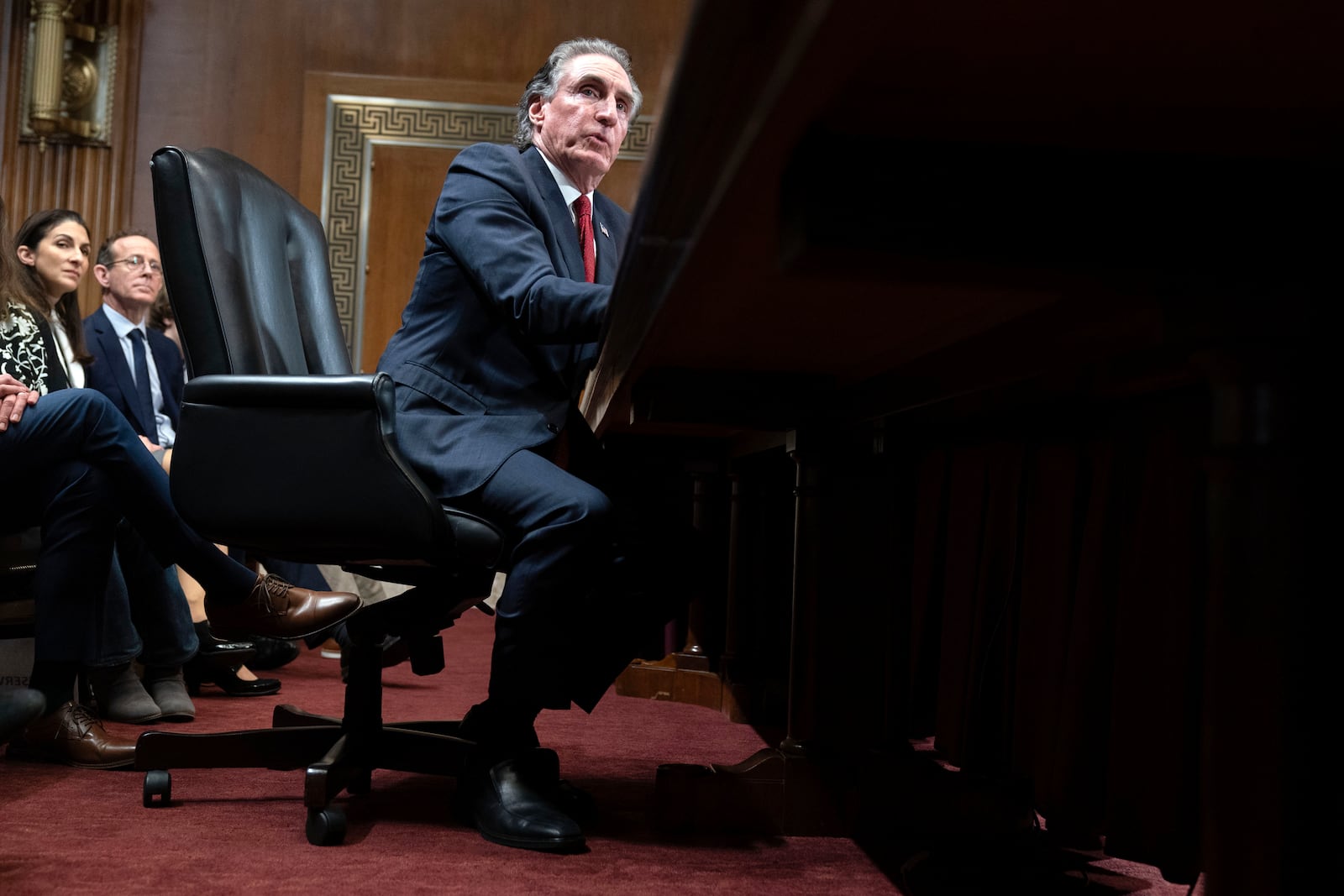 Former Gov. Doug Burgum, President-elect Donald Trump's choice to lead the the Interior Department as Secretary of the Interior, testifies before the Senate Energy and Natural Resources Committee on Capitol Hill in Washington, Thursday, Jan. 16, 2025. (AP Photo/Jose Luis Magana)