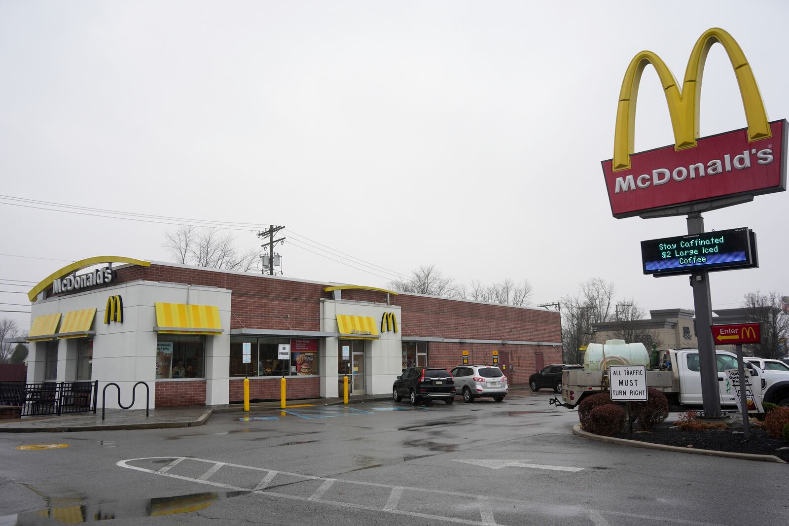 McDonald's restaurant, where an employee alerted authorities to a customer who was found with a weapon and writings linking him to the the brazen Manhattan killing of UnitedHealthcare's CEO, Monday, Dec. 9, 2024, in Altoona, Pa. (AP Photo/Gene J. Puskar)