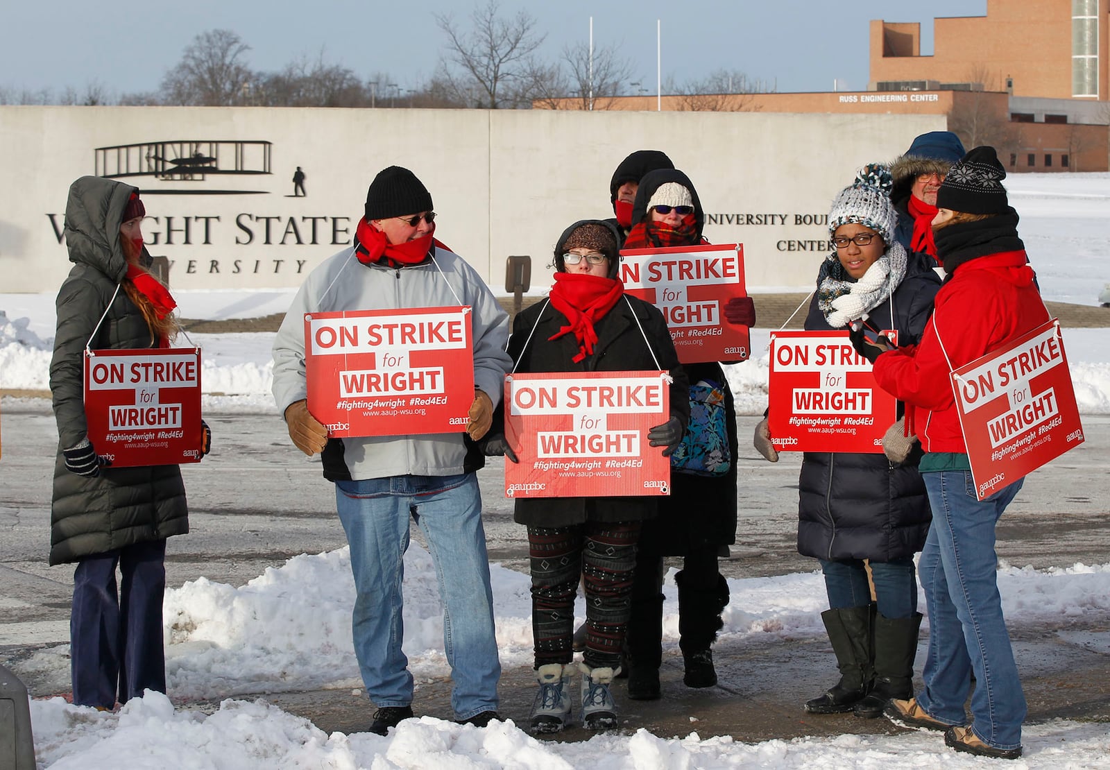 Wright State Universitys faculty union went on strike at 8 a.m. on Tuesday. This was the start of the second week of classes for spring semester at Wright State. Despite the strike, all classes are scheduled to continue today. But, some classes may be consolidated, moved online or taught by a substitute, according to the school. President Cheryl Schrader, an engineer, plans to return to the classroom during the strike. TY GREENLEES / STAFF