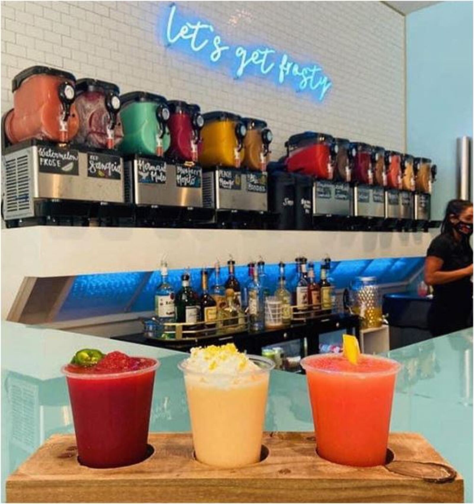 Frost Factory sells a variety of drinks, with alcohol for the adults, non-alcohol for the kids, at Liberty Center. Jamie Gregory and Samantha Wendt, owners of Frost Factory, recently signed a lease to open their second location along Main Street in Hamilton. PROVIDED