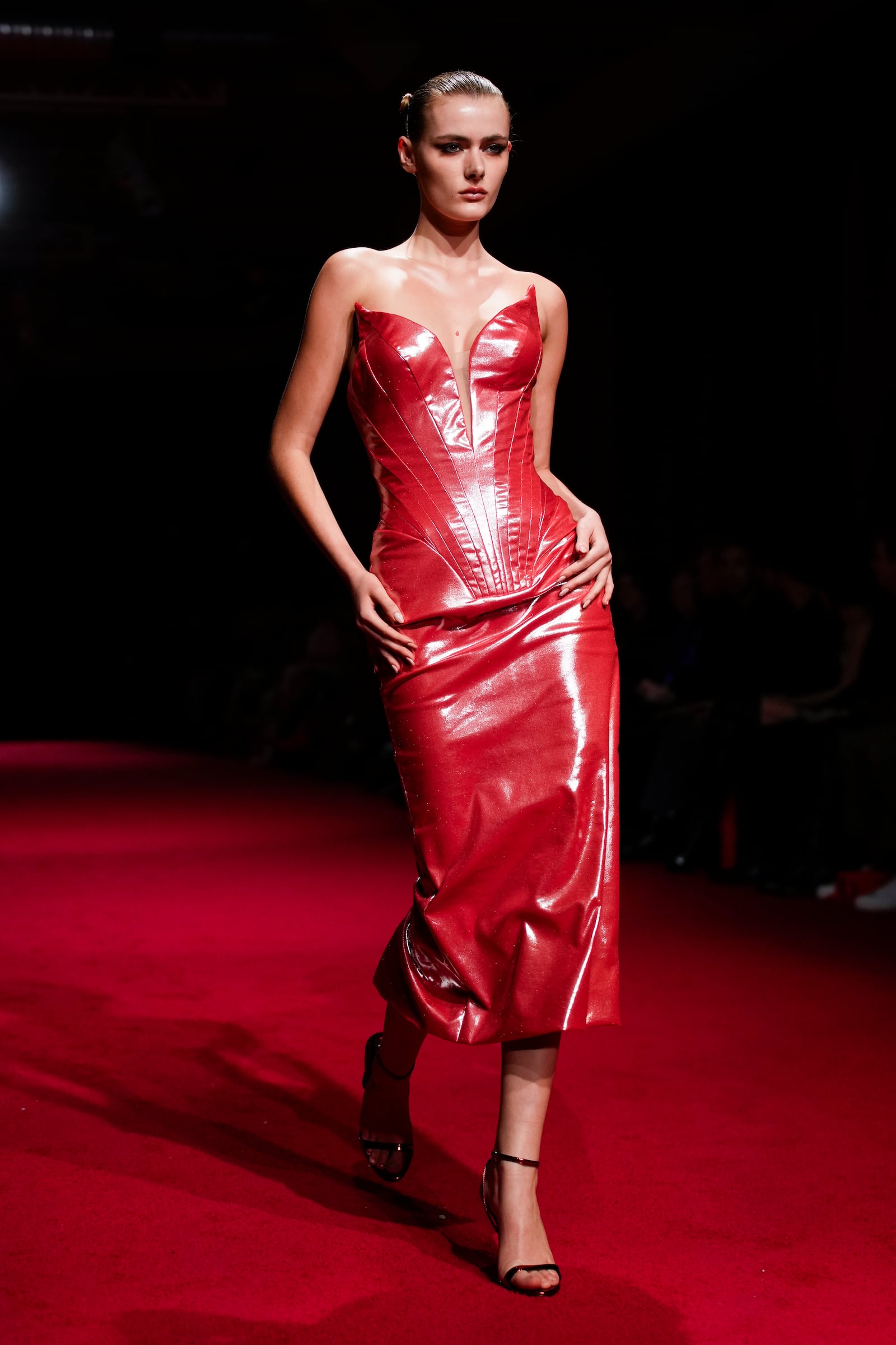 A model walks the runway during the Christian Siriano Fall/Winter 2025 fashion show at Chelsea Industrial during New York Fashion Week on Thursday, Feb. 6, 2025, in New York. (Photo by Charles Sykes/Invision/AP)