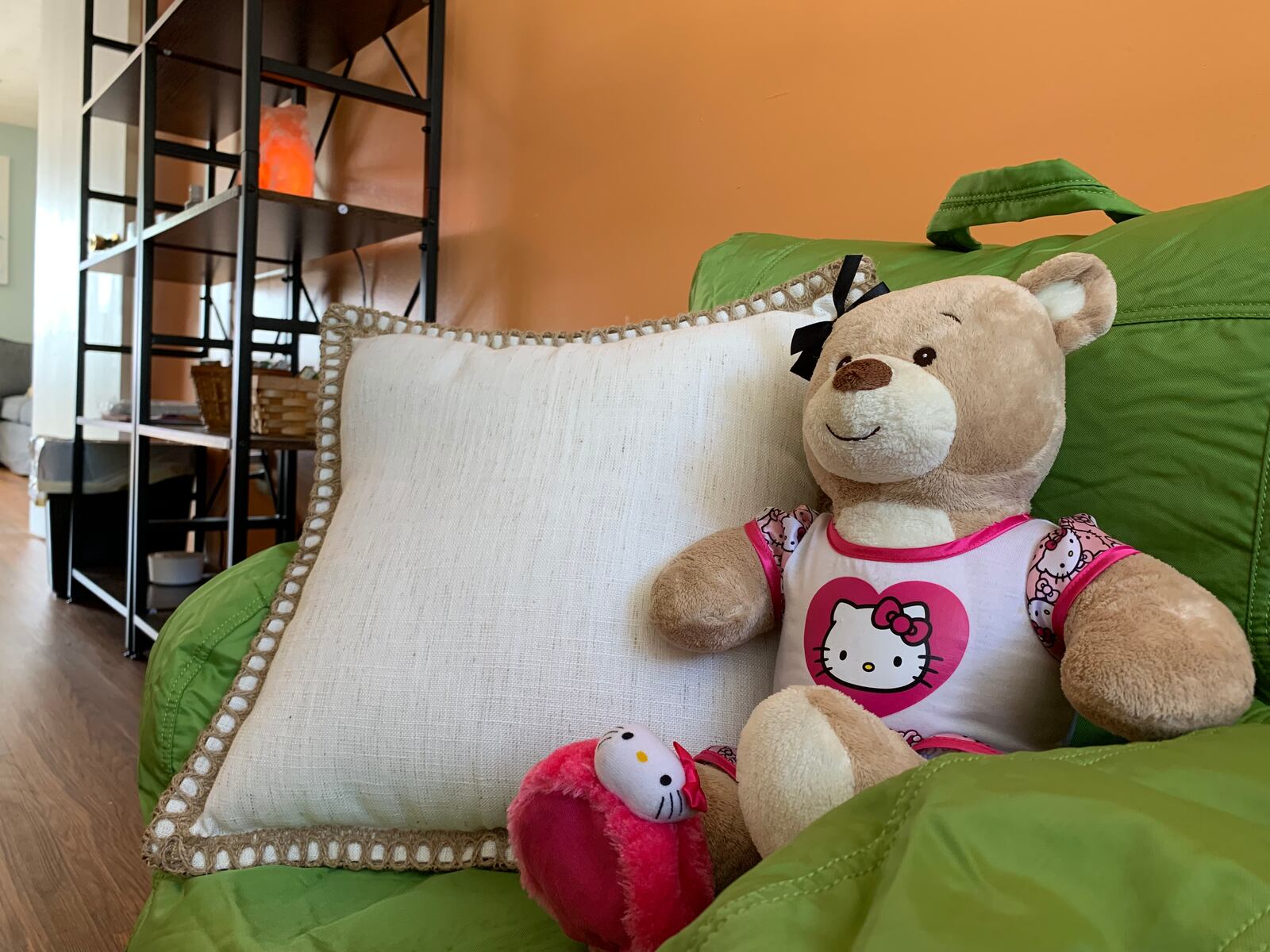 A teddy bear in sits in a stuffed chair at Greene County Juvenile Assessment Center.