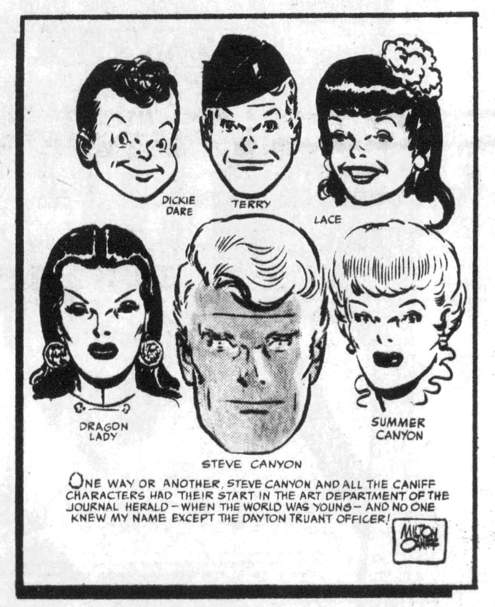 Some of the many characters created by cartoonist Milton Caniff. DAYTON DAILY NEWS ARCHIVES