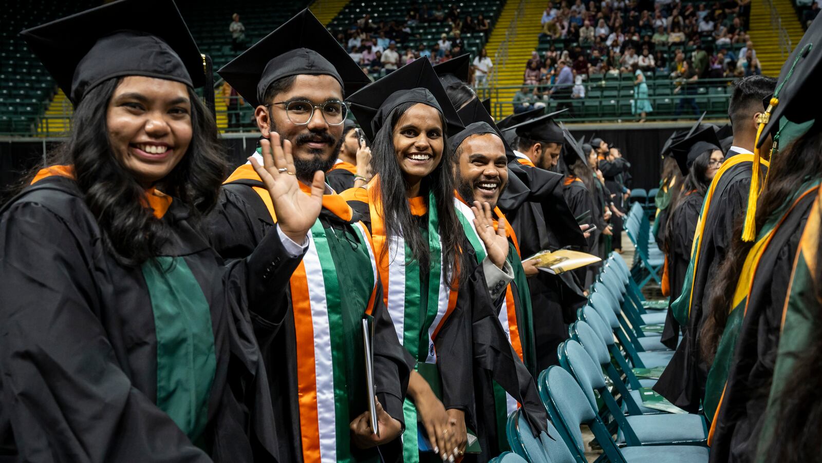 Wright State University students, families, faculty and staff celebrated the spring graduation ceremony at the Nutter Center, Saturday, April 27, 2024. ERIN PENCE PHOTO / Wright State U.