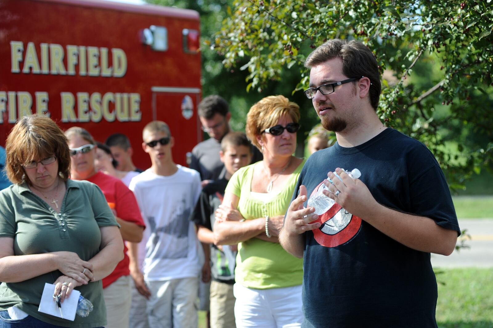 John Carter, 22, of Fairfield, speaks to people during a search operation for his fiancee, Katelyn Markham, in this file photo from 2011. Over 100 family, friends and supporters turned out Tuesday, August 12 to help search for clues in the disappearance of Katelyn Markham, 22, who was last heard from on Sunday.