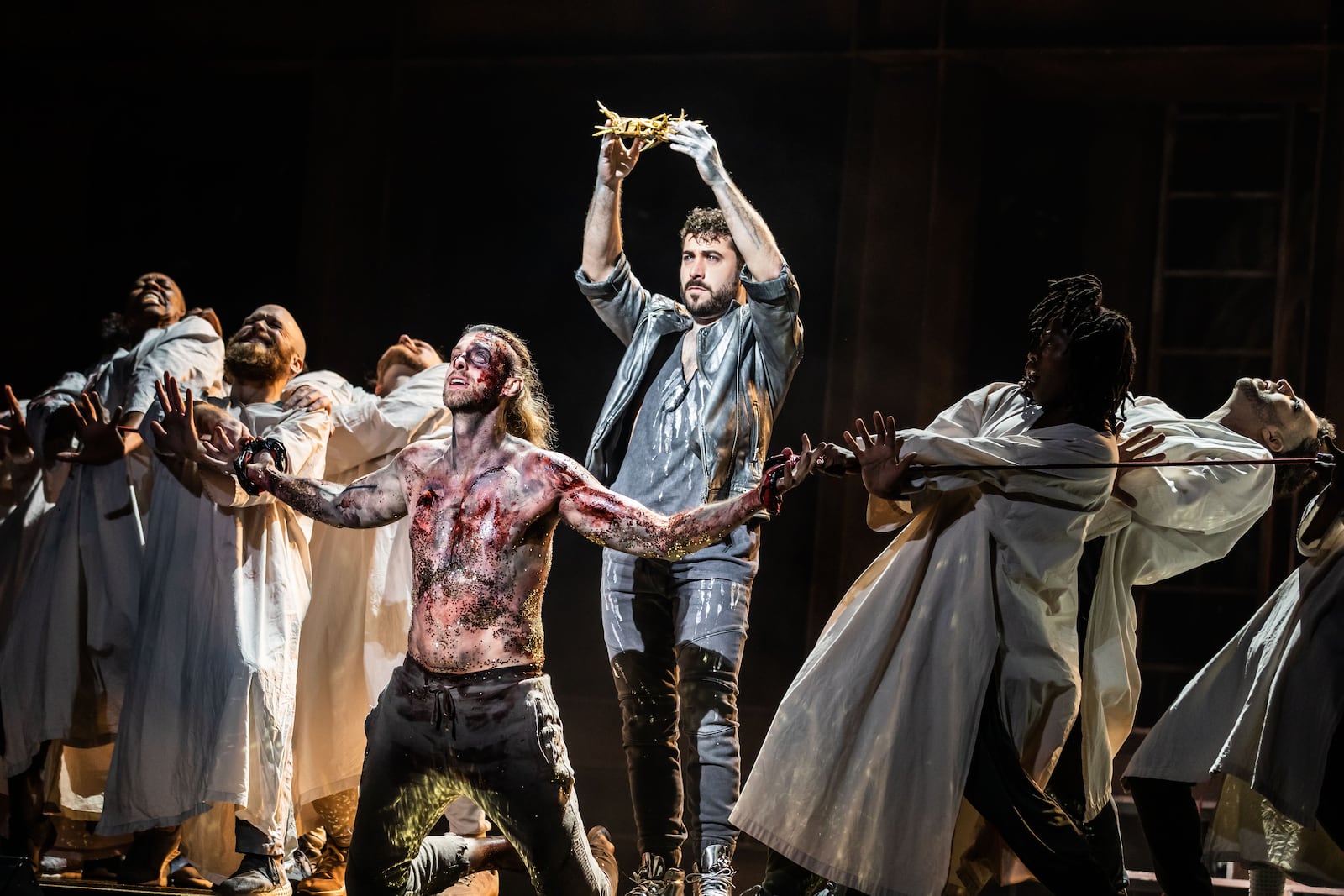 Omar Lopez-Cepero (Judas), Aaron LaVigne (Jesus) and the company of the North American Tour of "Jesus Christ Superstar." CONTRIBUTED/MATTHEW MURPHY