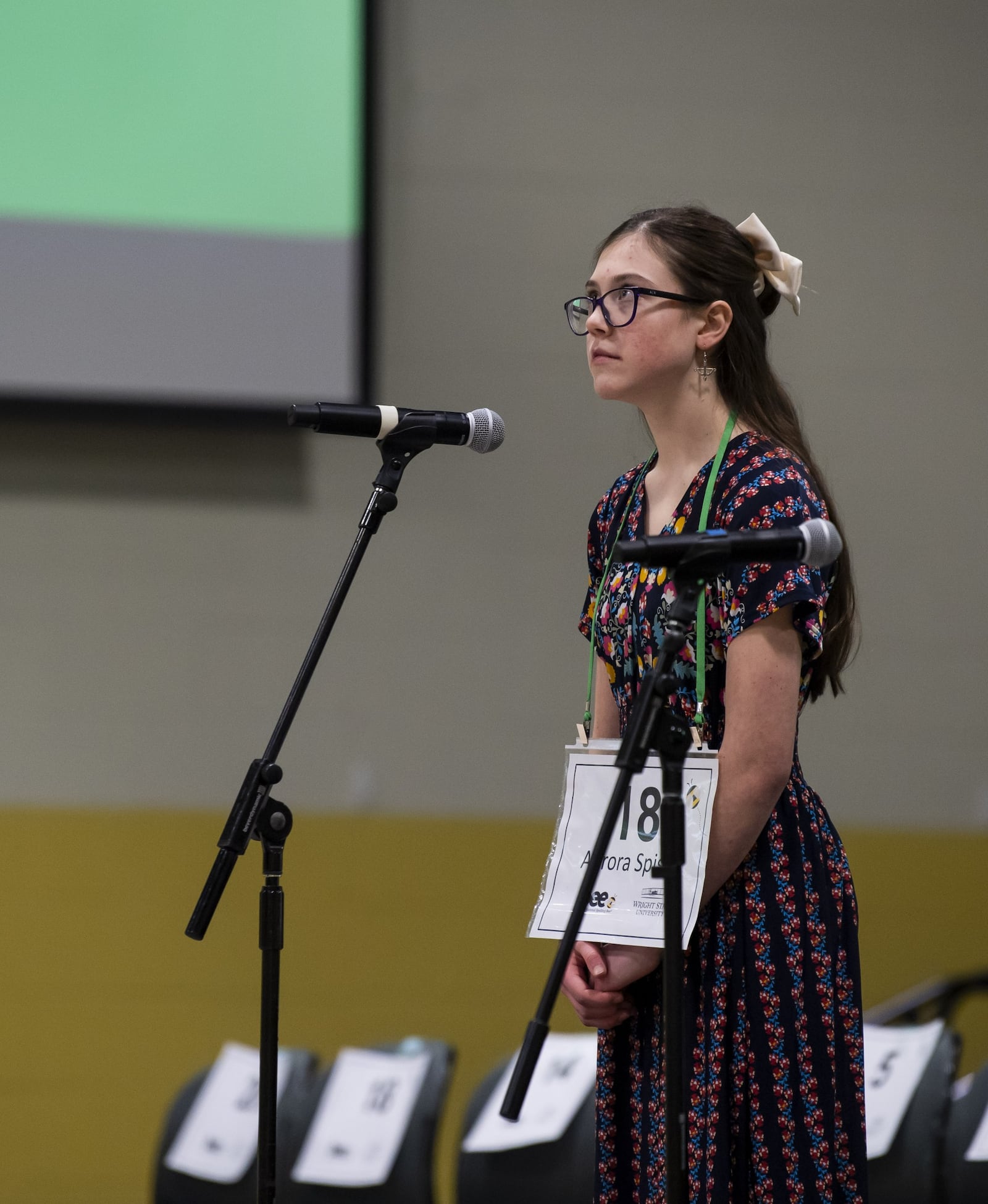 Aurora Spisak, a student at Hadley E. Watts Middle School in Centerville, won the 2025 Wright State Spelling Bee. Courtesy of Wright State University