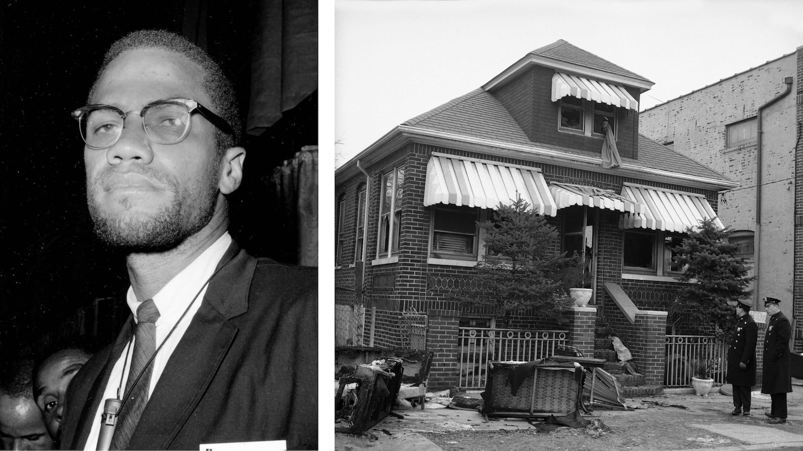 Pictured at right is the East Elmhurst, N.Y., home of civil rights leader Malcolm X, left, and his family, which was firebombed a week before his Feb. 21, 1965, assassination at the Audubon Ballroom in Manhattan. A recently released Netflix documentary on the killing has prompted the Manhattan district attorney to open a review of the case. The documentary theorizes that two of the three men convicted in the case were innocent.