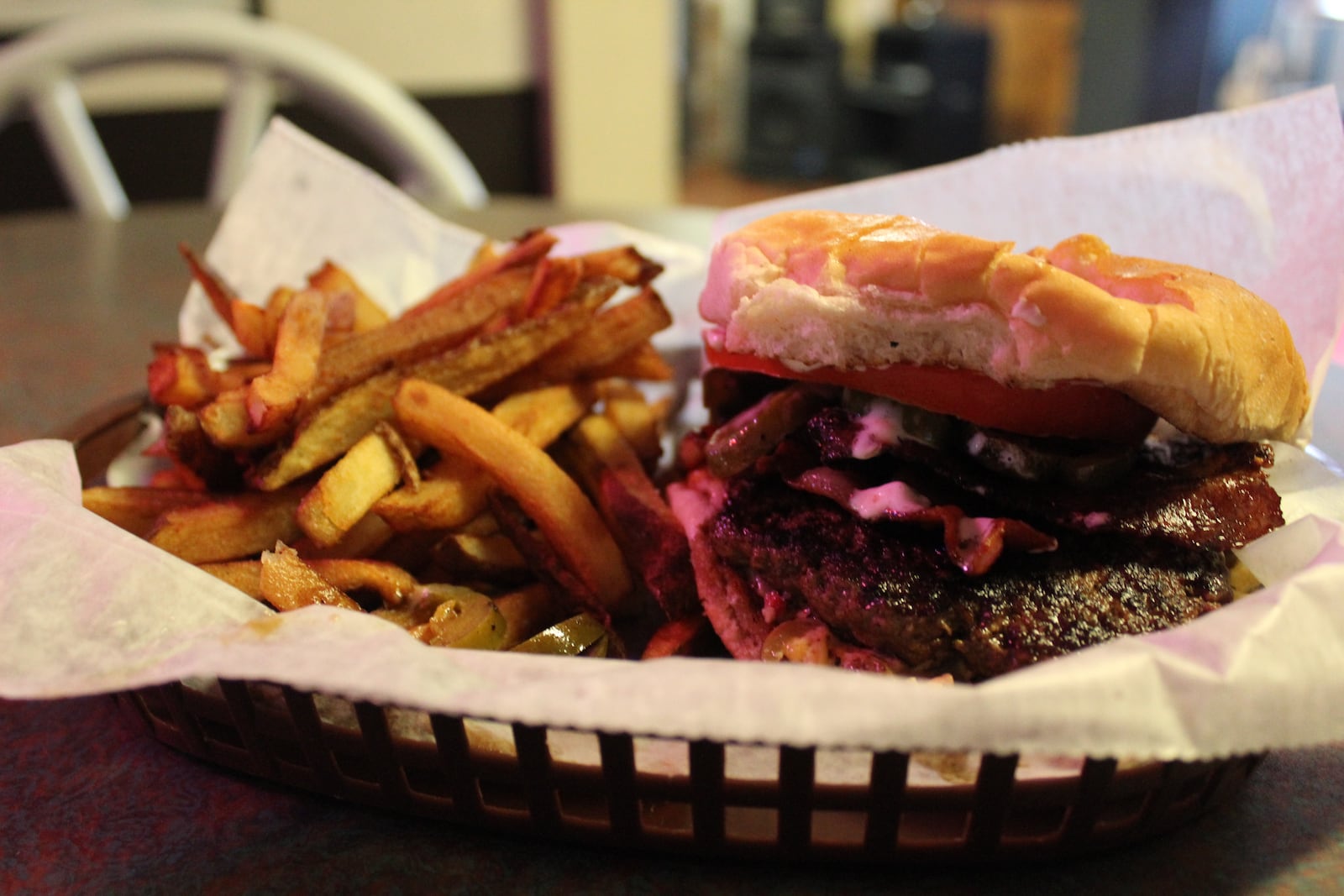 A bacon cheese burger at  Carmichael's Pub.