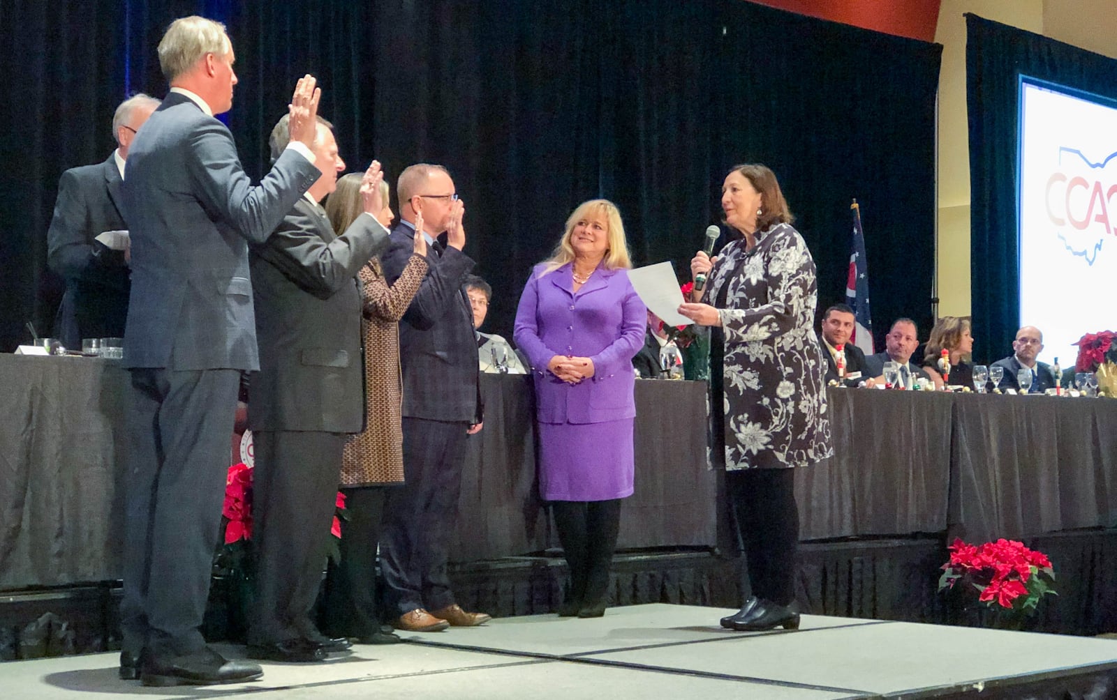 Montgomery County Commissioner Debbie Lieberman, second from the right, was elected president of the County Commissioners Association of Ohio for 2022 during its winter conference in Columbus. CONTRIBUTED