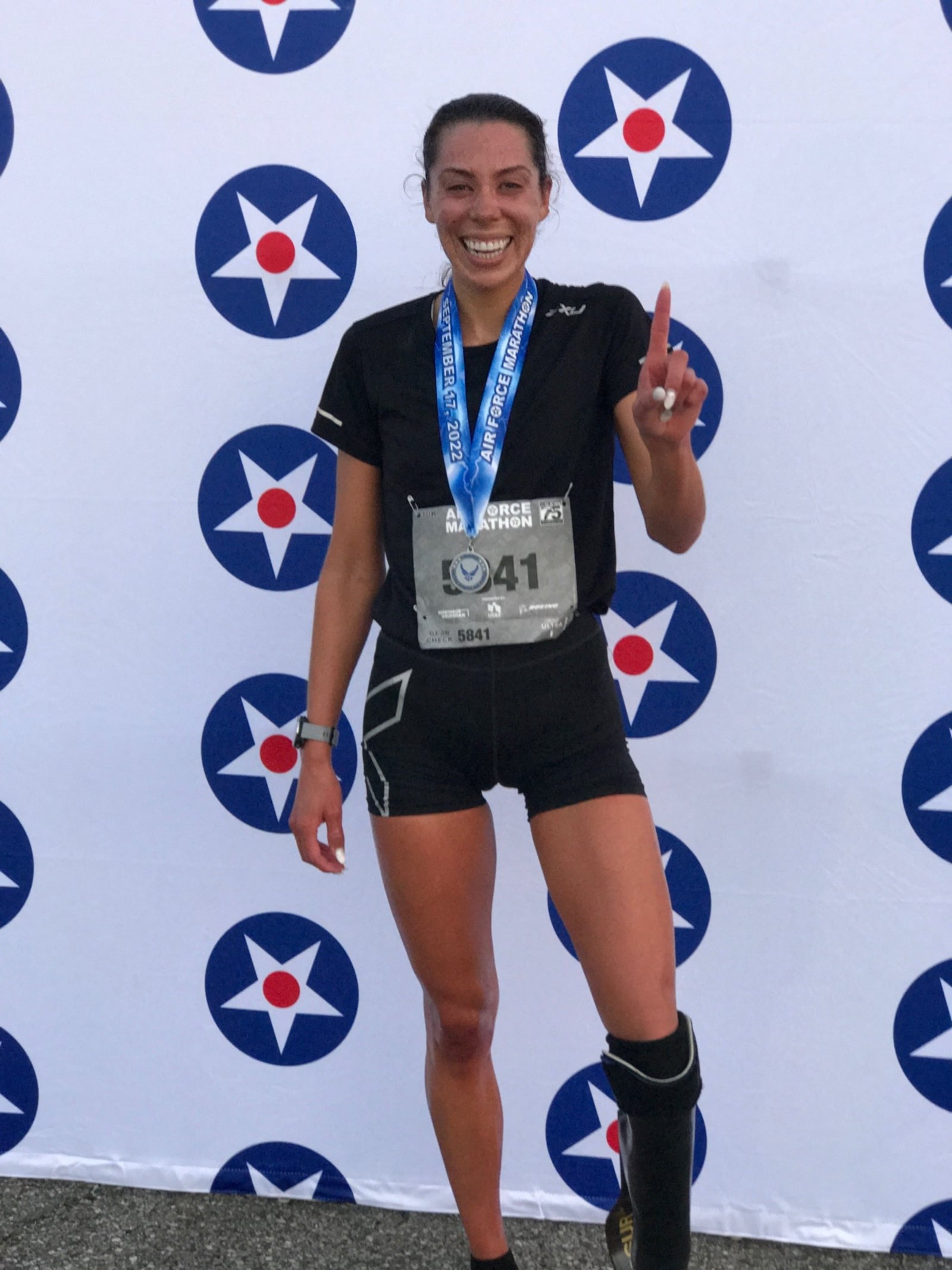 Grace (Norman) Taylor won the women's 10K Saturday at the Air Force Marathon at Wright Patterson Air Force Base. Taylor is U.S. Paralympics gold medalist who is formerly of Jamestown and Cedarville University. Tom Archdeacon/STAFF