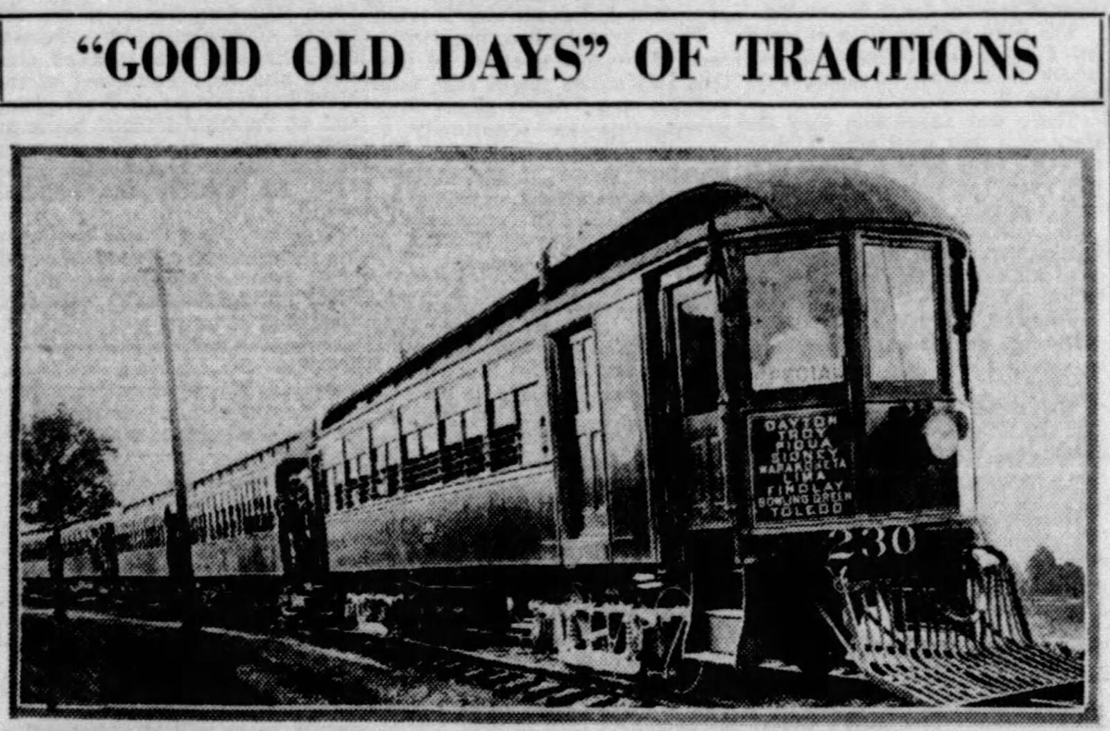 Traction cars. Dayton Daily News Aug. 9, 1932. DAYTON DAILY NEWS ARCHIVES