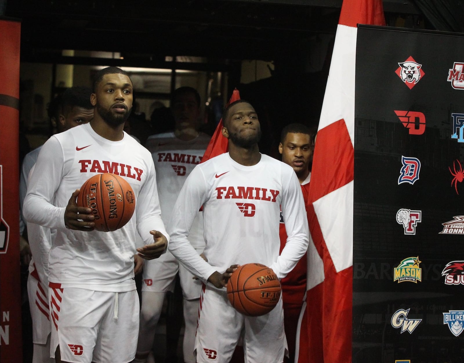 Dayton’s Trey Landers and Jalen Crutcher wait to take the court before a game against Saint Louis in the quarterfinals of the Atlantic 10 tournament on Friday, March 15, 2019, at the Barclays Center in Brooklyn, N.Y. David Jablonski/Staff