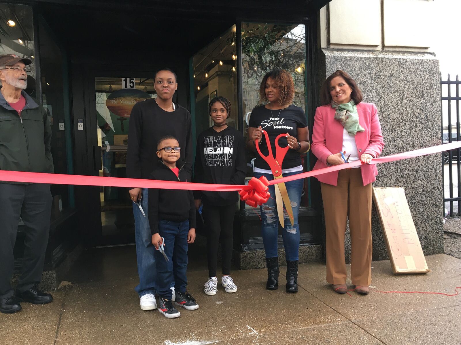 Me’ Yanna Berry Co. held its ribbon-cutting celebration on Feb. 22 at 2:22 p.m. alongside members of the Downtown Dayton Partnership, including DDP President, Sandy Gudorf. The bakery and wine café opened in the shadow of the Victoria Theatre, at 15 E. First St. on the ground floor of the Biltmore Towers. PHOTO: Sarah Franks