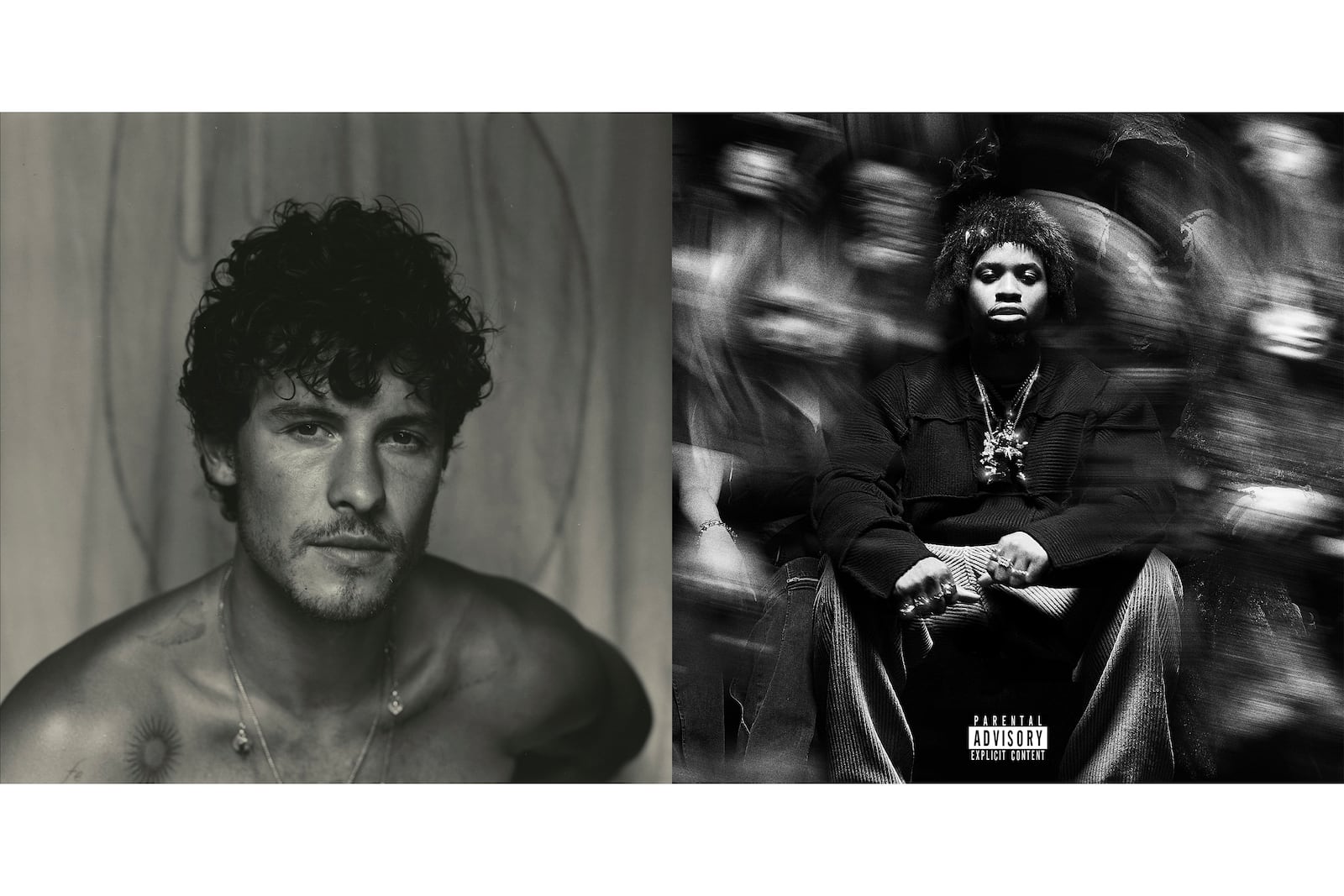 This combination of album covers shows "Shawn" by Shawn Mendes, left, and “King of the Mischievous South” by Denzel Curry. (Island Records via AP, left, and PH Recordings/Loma Vista via AP)