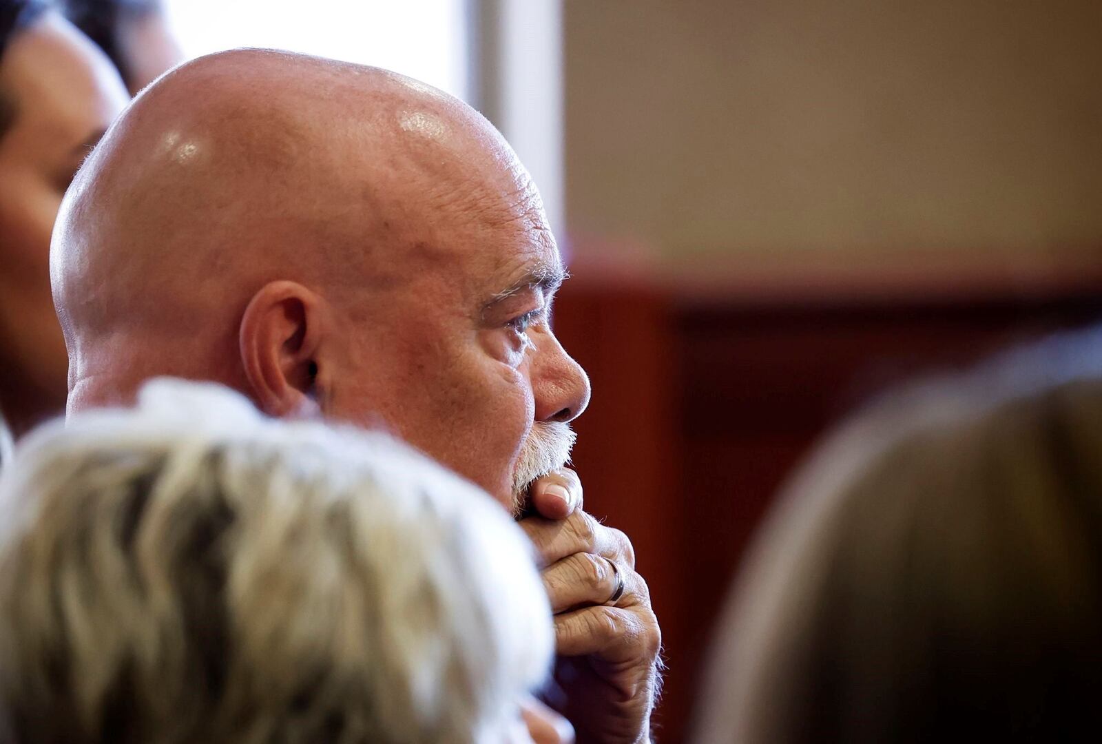 Dave Markham, father of Katelyn Markham, watches in Butler County Common Pleas Court in Hamilton as John Carter accepted a plea bargain in her death Friday, June 7, 2024, from her disappearance in 2011. NICK GRAHAM/STAFF