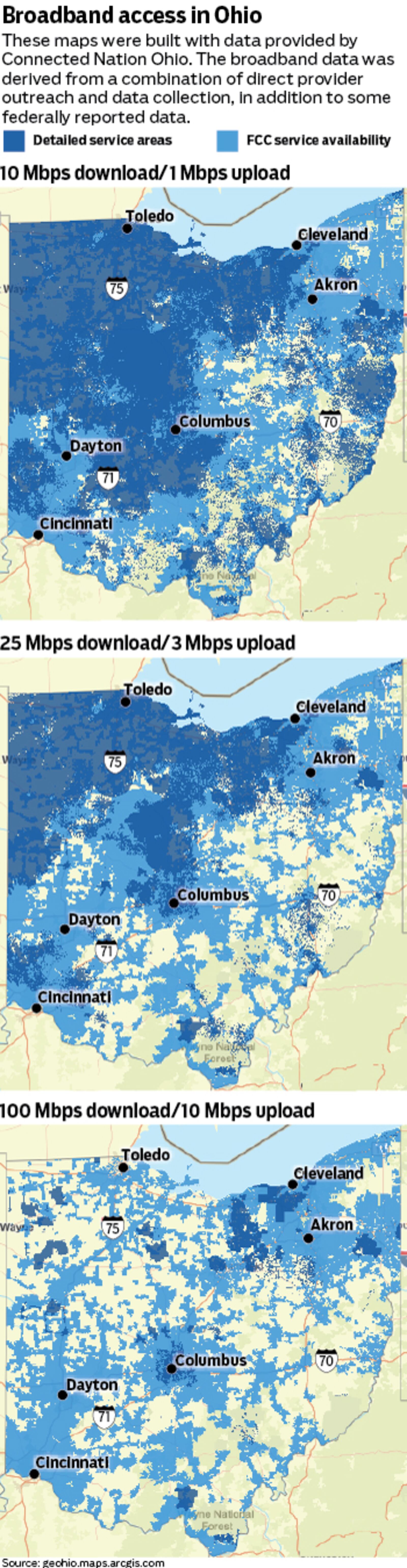 Broadband availability across Ohio.