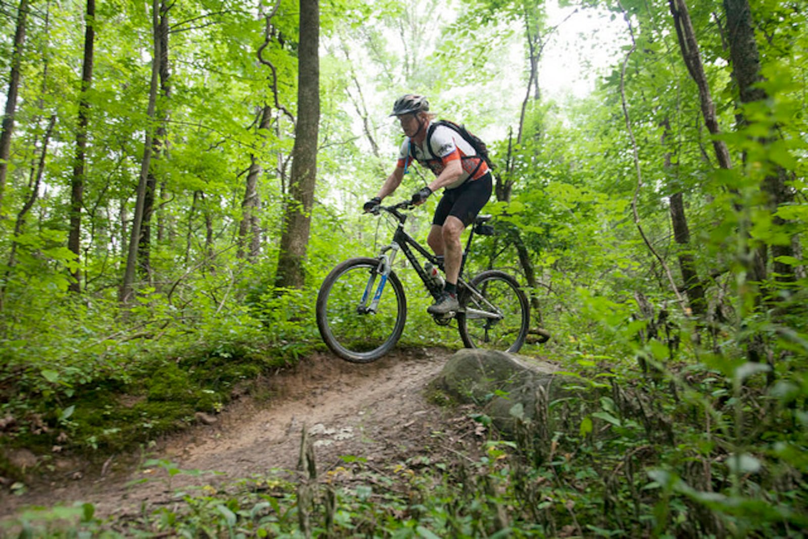 Riding the MetroParks Mountain Bike Area (MoMBA). Contributed photo.