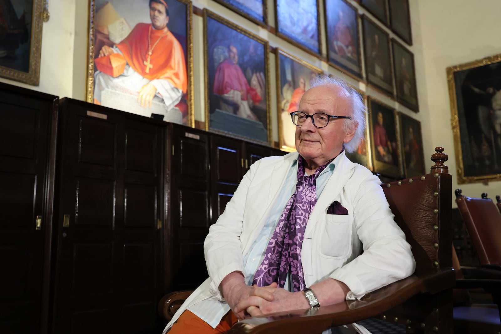 German director and organist Leo Krämer gives an interview at the Metropolitan Cathedral in Mexico City, Friday, Feb. 28, 2025. (AP Photo/Ginnette Riquelme)