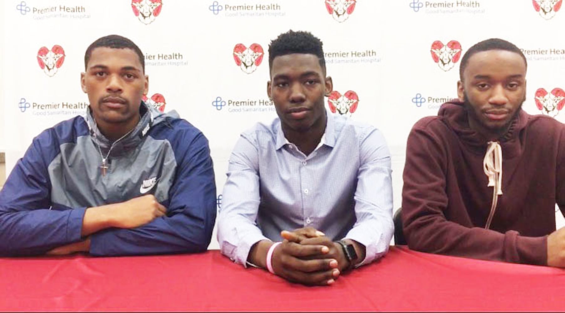 Justin Stephens (left), Myles Belyeu and Amari Davis of Trotwood-Madison