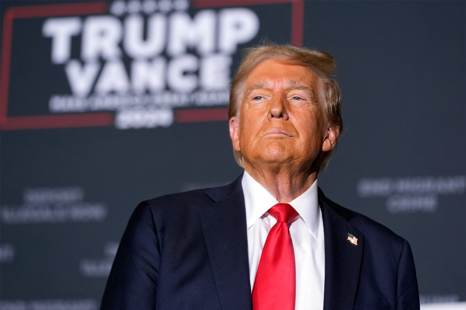 Republican presidential nominee former President Donald Trump arrives for a campaign rally at the Gaylord Rockies Resort & Convention Center, Friday, Oct. 11, 2024, in Aurora, Colo. (AP Photo/Alex Brandon)