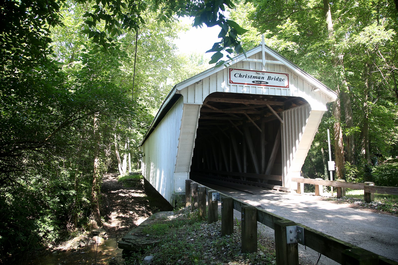 Christman Bridge, on Eaton-New Hope Road, is one of eight covered bridges in Preble County. LISA POWELL / STAFF