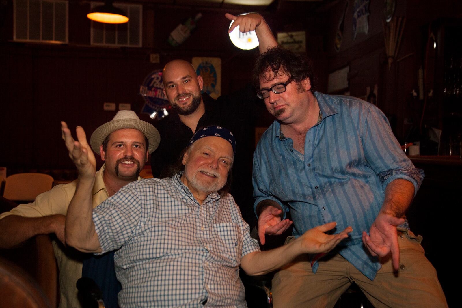 Mick Montgomery (center) with members of  the  Davis Rogan Band from New Orleans.