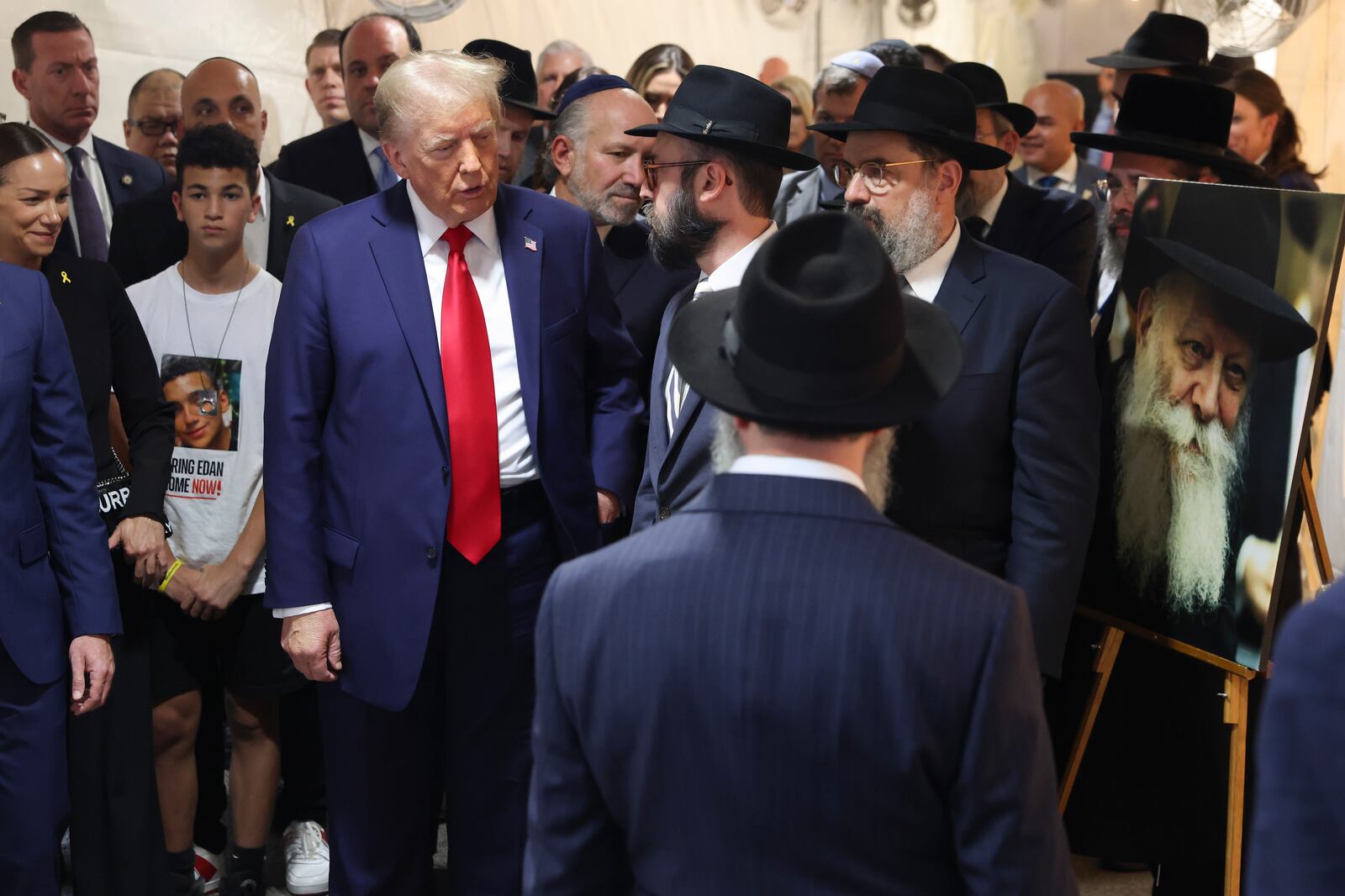 FILE - Republican presidential nominee former President Donald Trump arrives at Ohel Chabad-Lubavitch to visit the gravesite of Rabbi Menachem Mendel Schneerson, Monday, Oct. 7, 2024, in New York. (AP Photo/Yuki Iwamura, File)