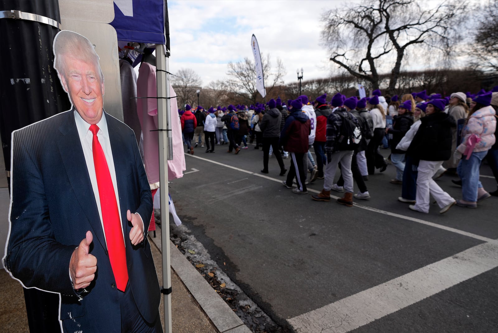 People participating in the annual March for Life, walk from the Washington Monument to the Supreme Court, Friday, Jan. 24, 2025, in Washington.(AP Photo/Ben Curtis)