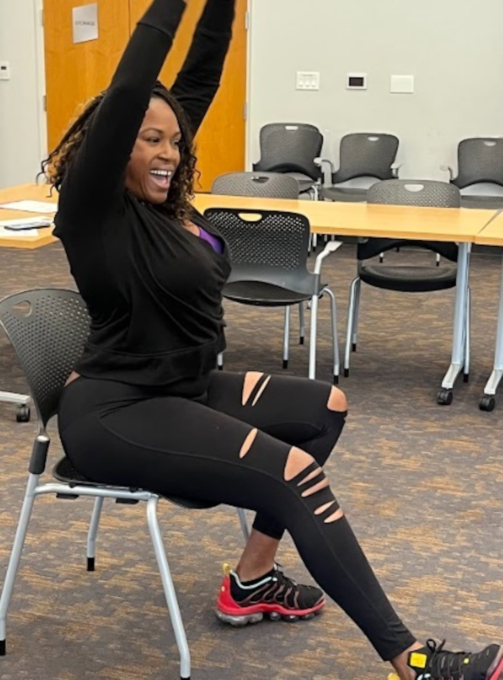 Marcy Walker of Mission: Fit leading the exercise portion of one of classes through Public Health - Dayton and Montgomery County's PACE Program. CONTRIBUTED