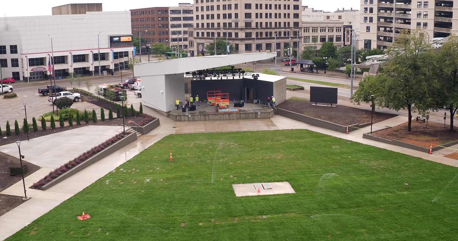 The Levitt Pavilion Dayton will celebrate its opening with a concert on August 9,  just a short fourteen months after getting the green light for the project in downtown Dayton.   TY GREENLEES / STAFF