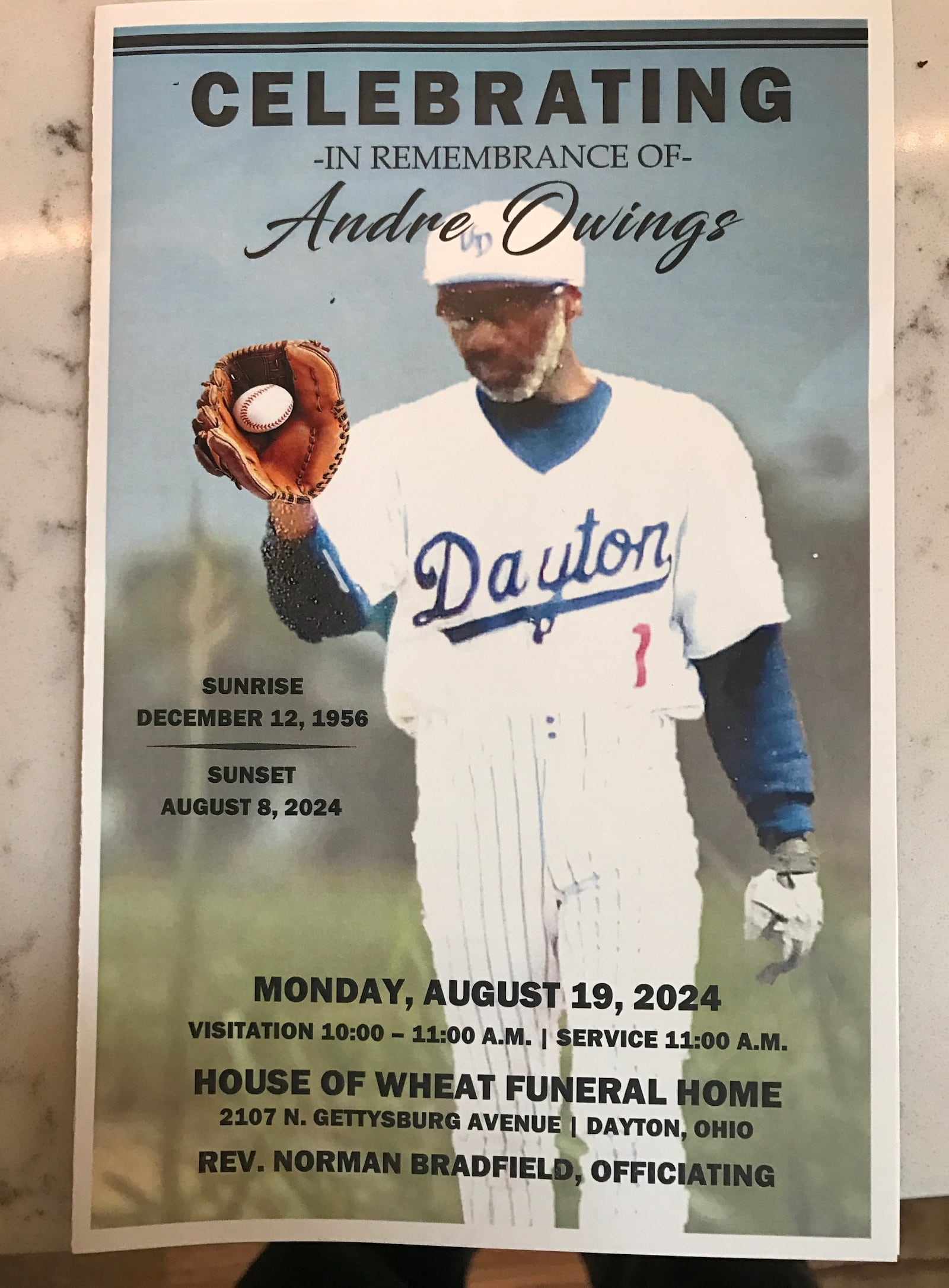 The program from the funeral service of Andre Owings. Tom Archdeacon/CONTRIBUTED