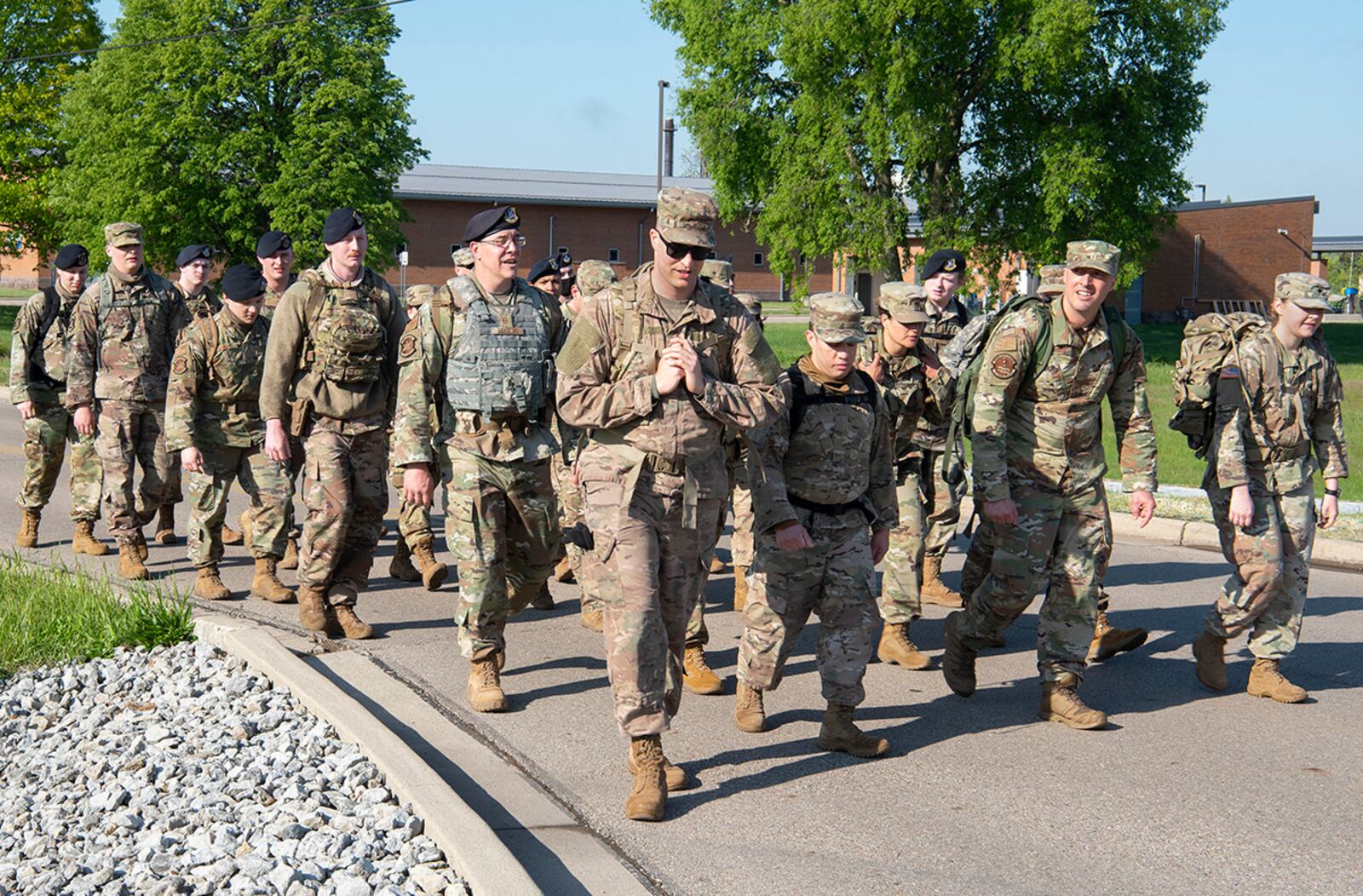 Members of the 88th Security Forces Squadron take part in their annual Police Week ruck march at Wright-Patterson Air Force Base May 10. The event marked the beginning of the Police Week activities. U.S. AIR FORCE PHOTO/R.J. ORIEZ