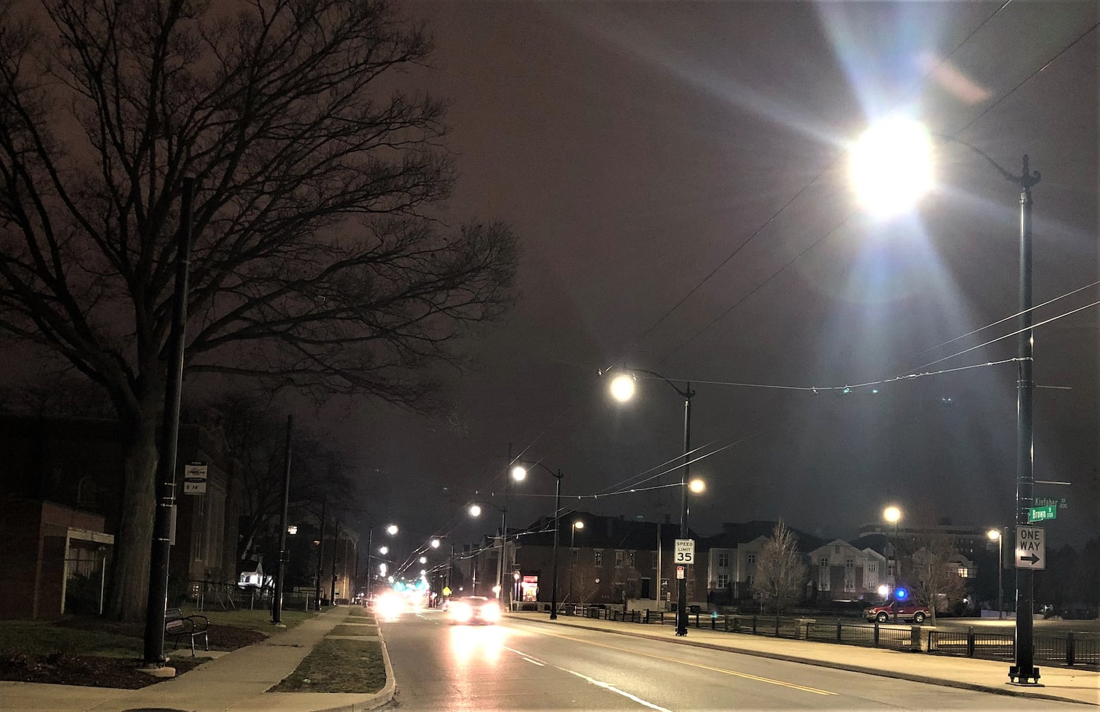 Decorative LED street lights along Brown Street by the University of Dayton. CORNELIUS FROLIK / STAFF