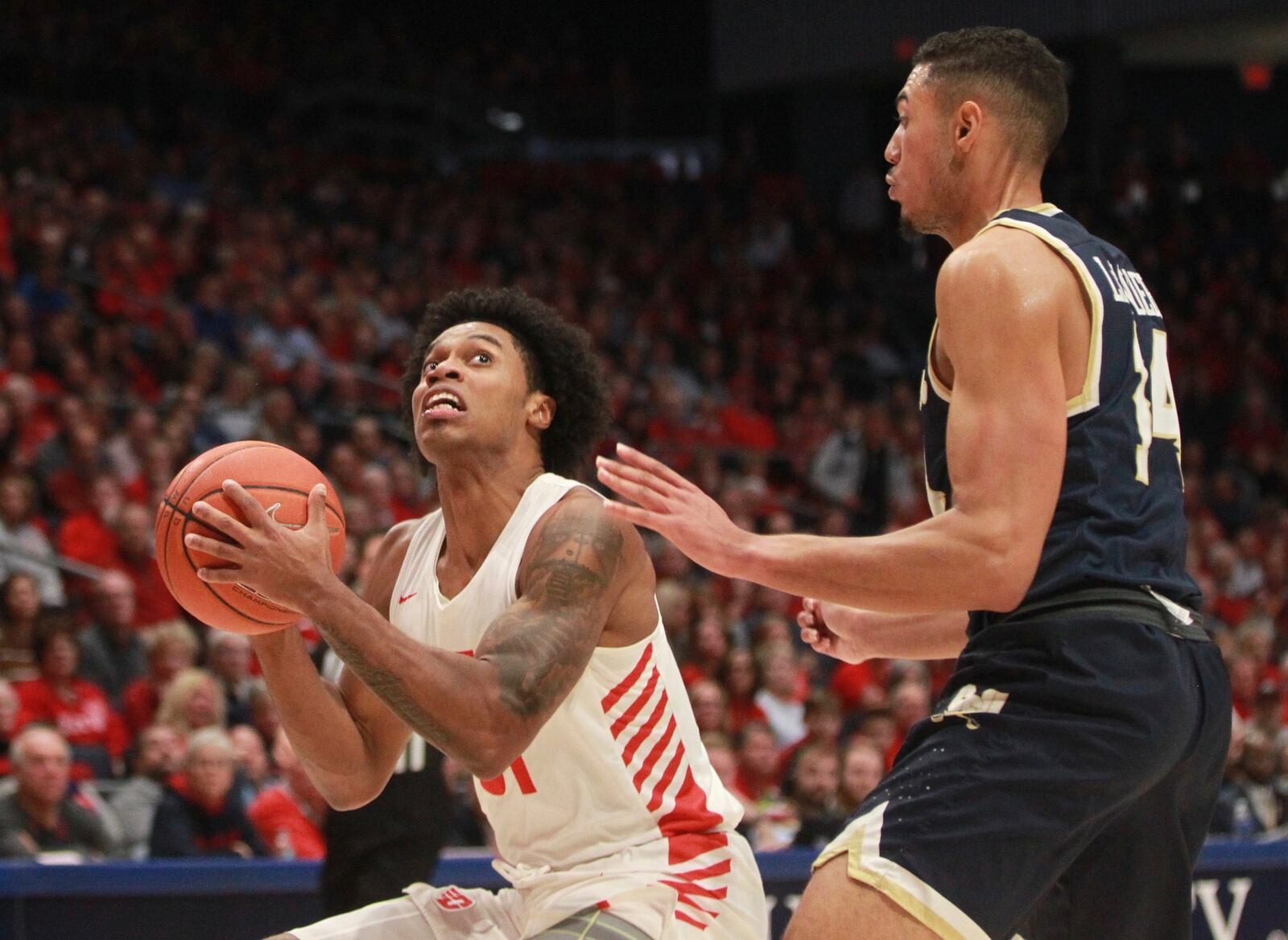 Dayton’s Jhery Matos looks for a shot against Charleston Southern on Saturday, Nov. 16, 2019, at UD Arena. David Jablonski/Staff