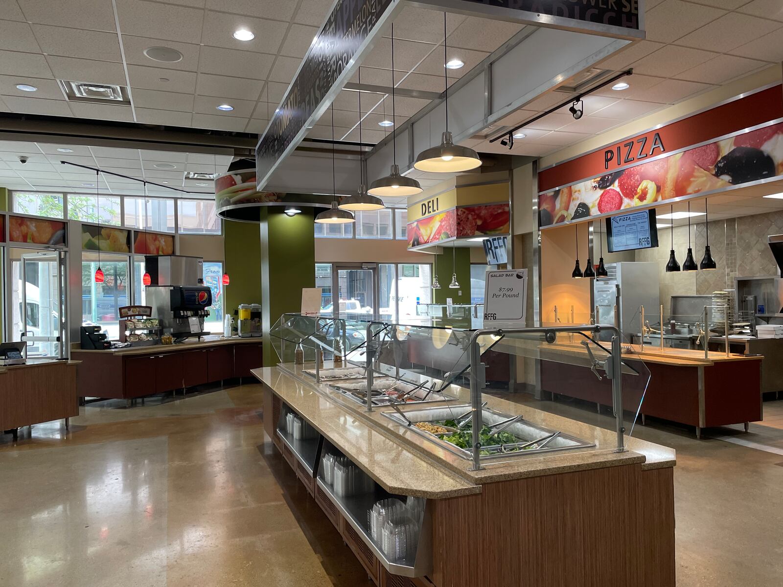 The RFFG Marketplace is opening Wednesday, May 17 at 110 N. Main St. featuring grab-and-go options, a salad bar, hot breakfast bar, grill station, pizza station and homestyle station. NATALIE JONES/STAFF