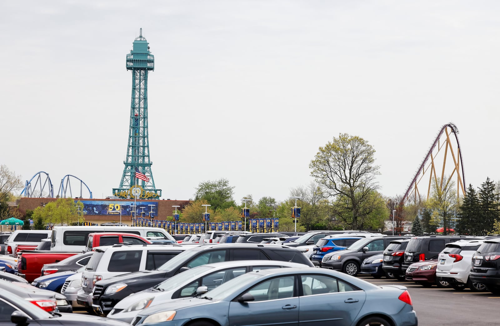 Kings Island held an opening ceremony and ribbon cutting Friday, April 29, 2022 in celebration of their 50th Anniversary. NICK GRAHAM/STAFF