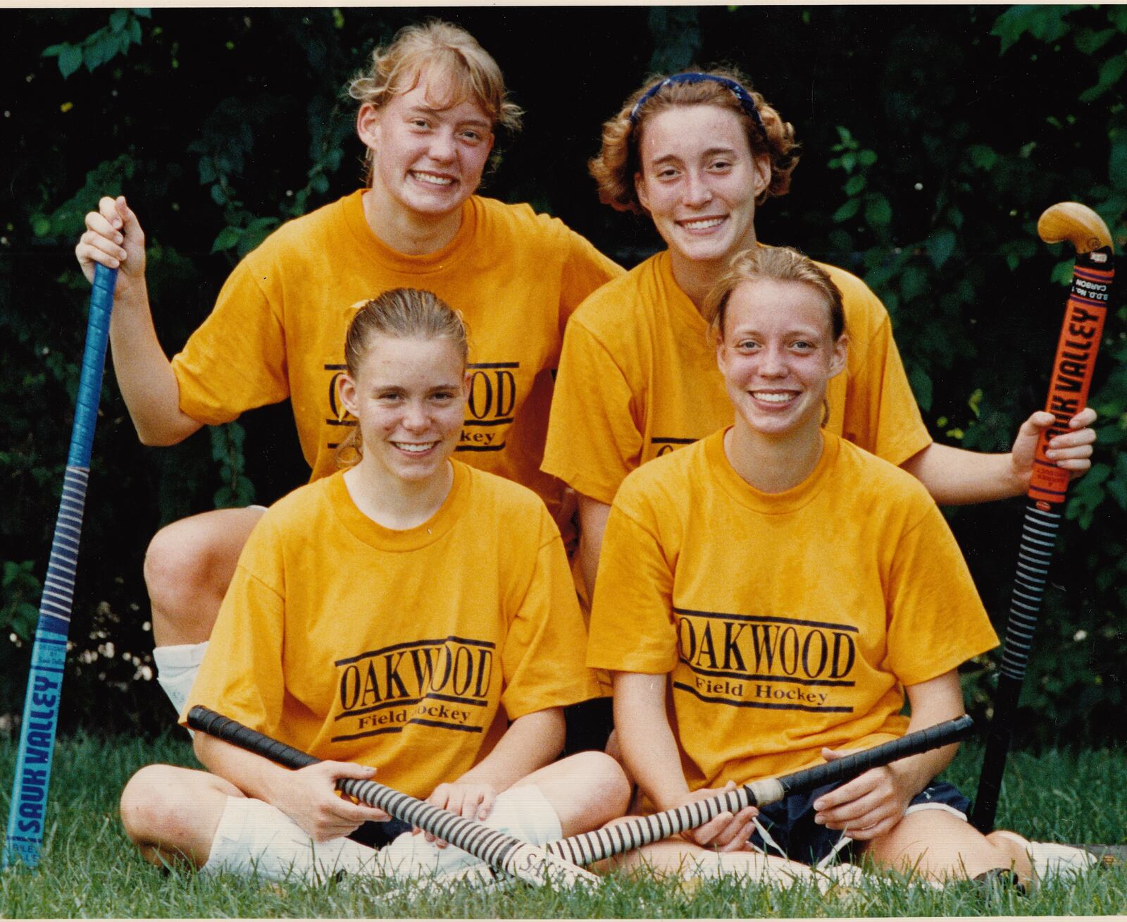 The 18-year-old quads were on the Oakwood Field Hockey team in 1992. Top, left to right, are Amy and Molly. Bottom, left to right, are Patty and Katy.