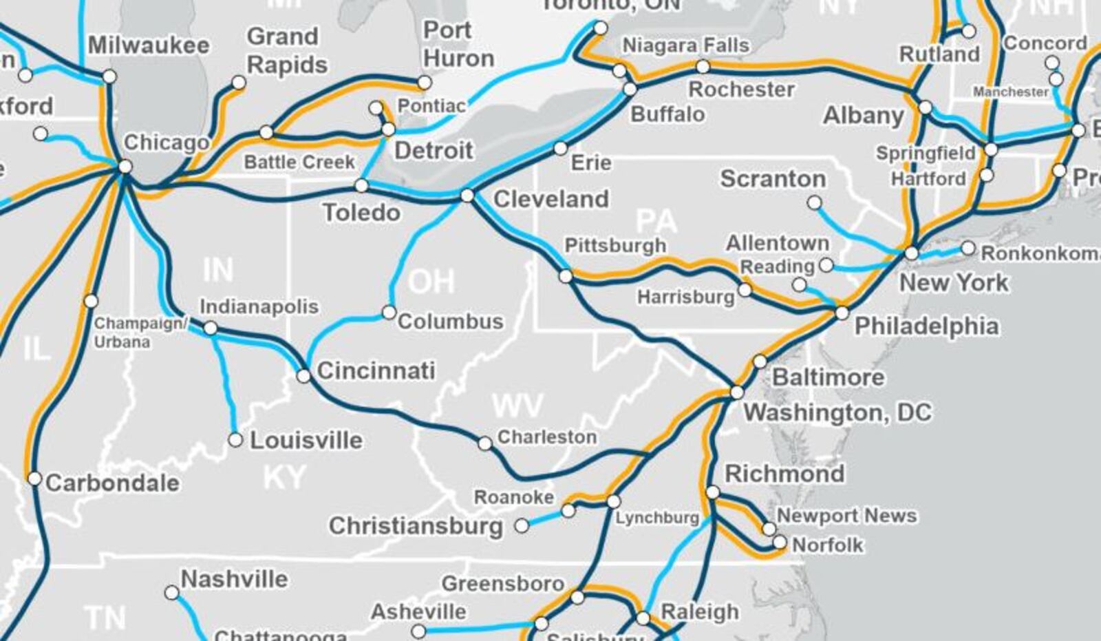 Amtrak's new proposed routes in Midwest. CONTRIBUTED