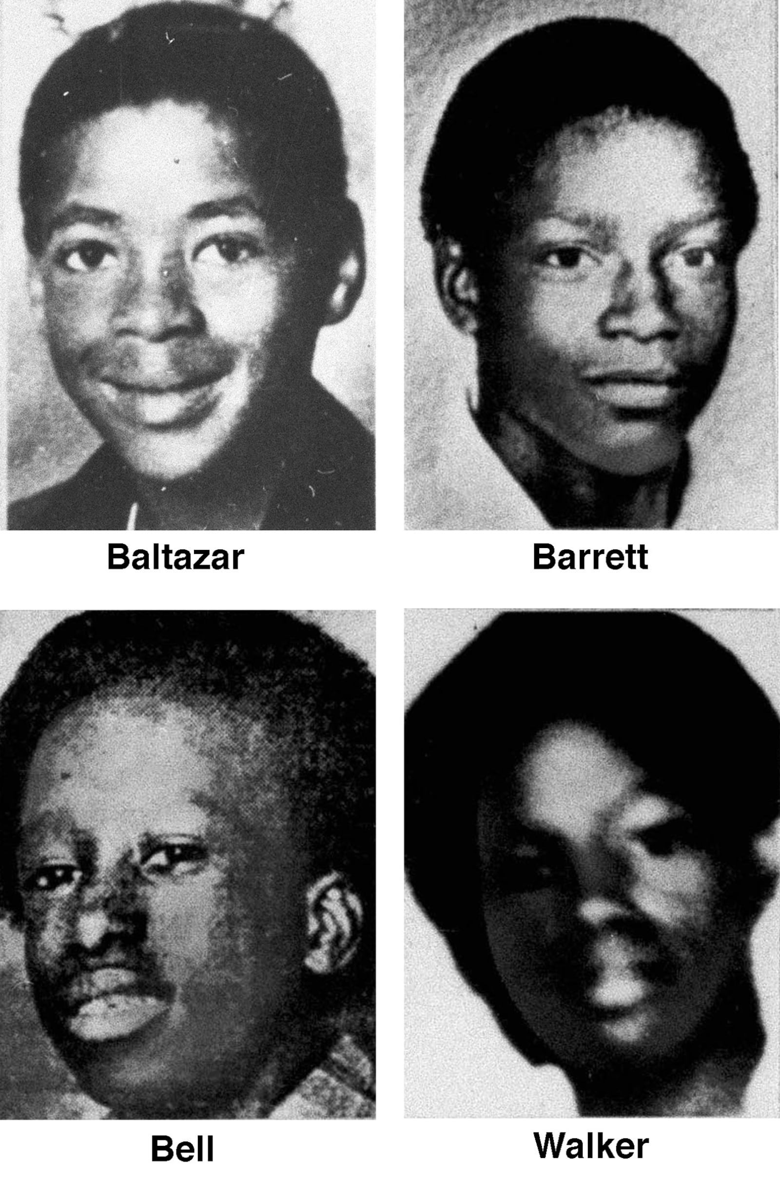 Pictured are Patrick Balthazar, 11, William Barrett, 17, Joseph “Jo-Jo” Bell, and Curtis Walker, 13. The boys are four of 29 black men and boys convicted killer Wayne Williams is suspected of killing during a 23-month period from 1979 to 1981 in and around Atlanta. Williams, now 60, is serving life in prison in the murders of Nathaniel Cater, 27, and Jimmy Ray Payne, 21. He was never convicted of any of the children’s slayings.