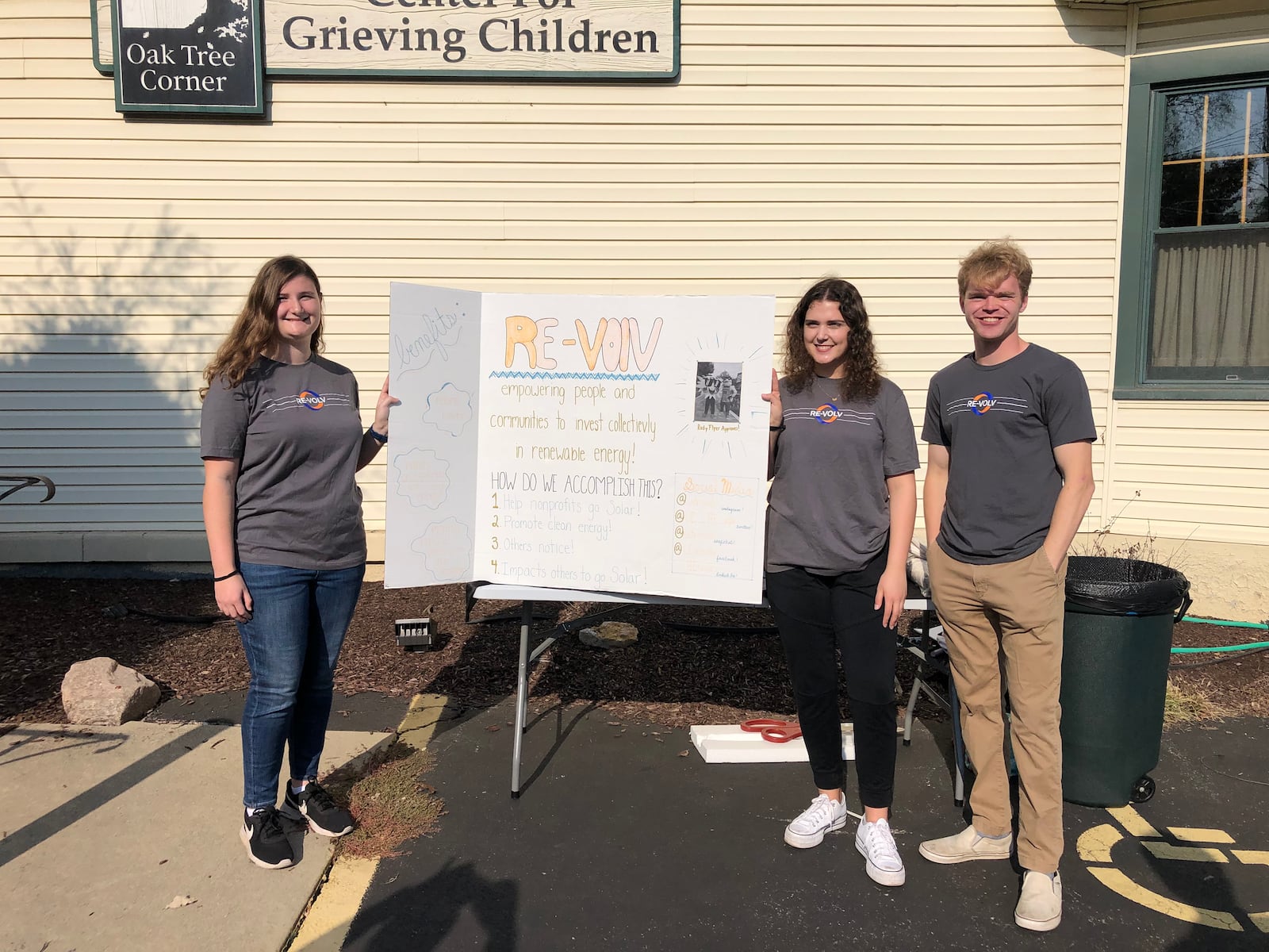 UD students Lindsey Tippin, left, Anna Molar, center and Patrick Hoody, right, are members of the UD chapter of RE-volv. All are engineering students. CONTRIBUTED