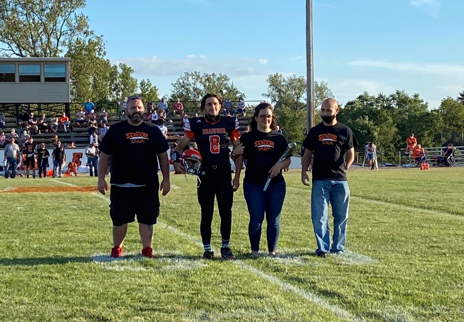 Senior NIght at Bradford. From left: Travis Jones (Connor's dad) Connor, Tasha Roberts ( his mom) and stepdad Michael Roberts. CONTRIBUTED